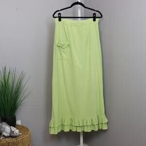 Maria de Guadalajara Vintage Green‎ Cotton Boho Skirt One Size Mexico